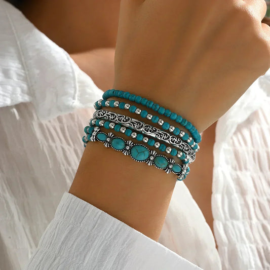 Pulsera Boho Turquesa de Múltiples Capas