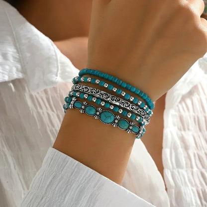 Pulsera Boho Turquesa de Múltiples Capas