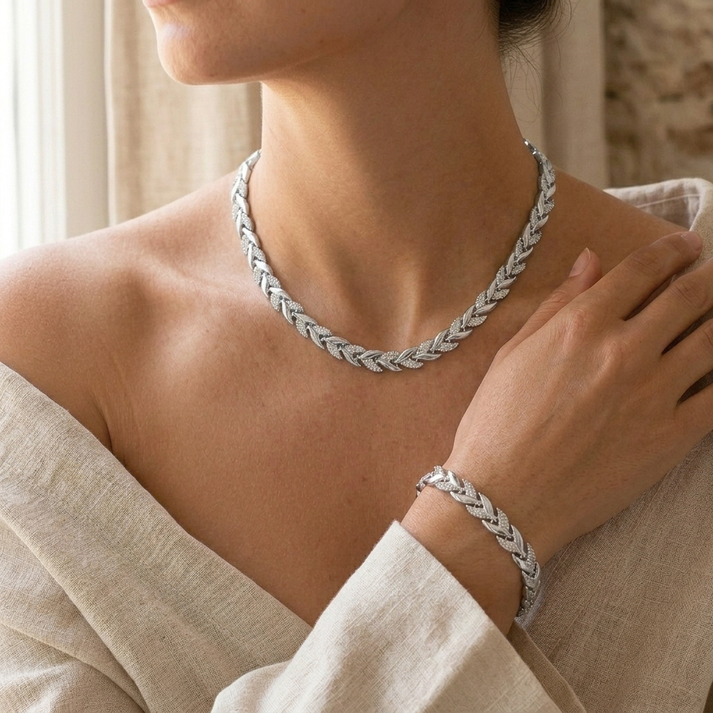 Conjunto Artesanal de Collar y Pulsera Cola de Pez