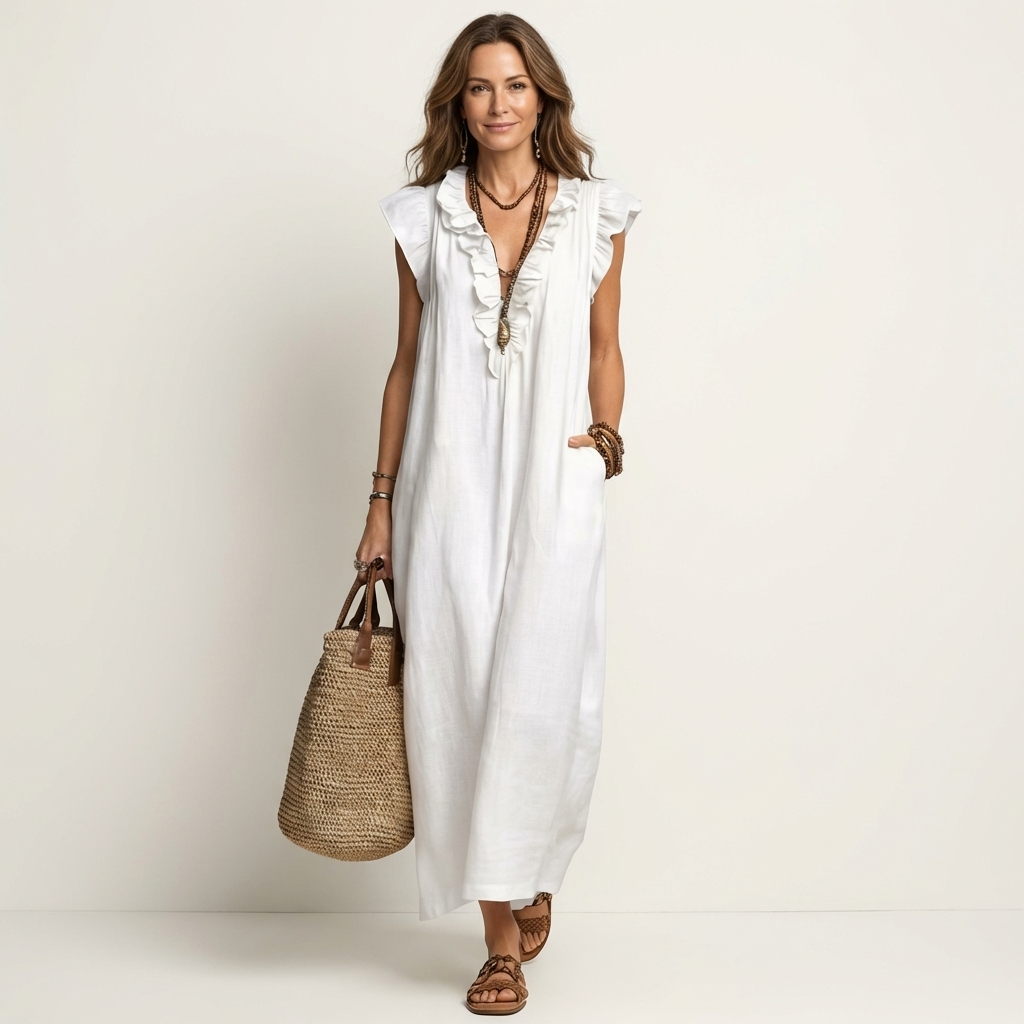 Josette | Vestido largo con cuello en V