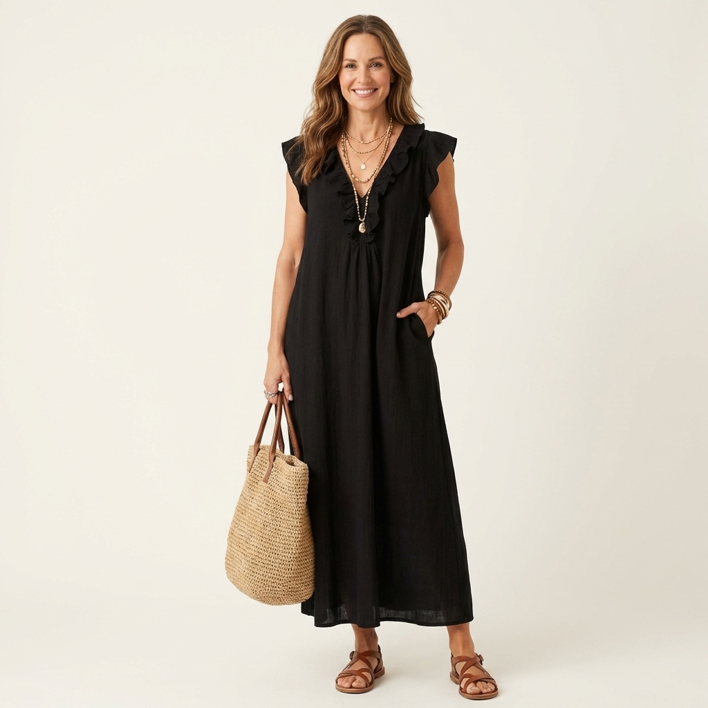 Josette | Vestido largo con cuello en V