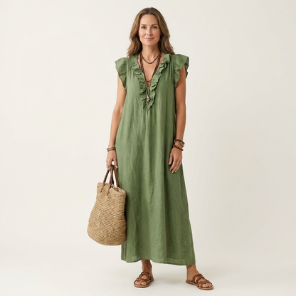 Josette | Vestido largo con cuello en V