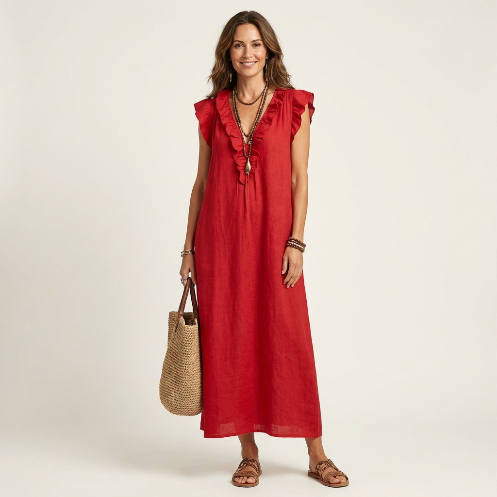 Josette | Vestido largo con cuello en V