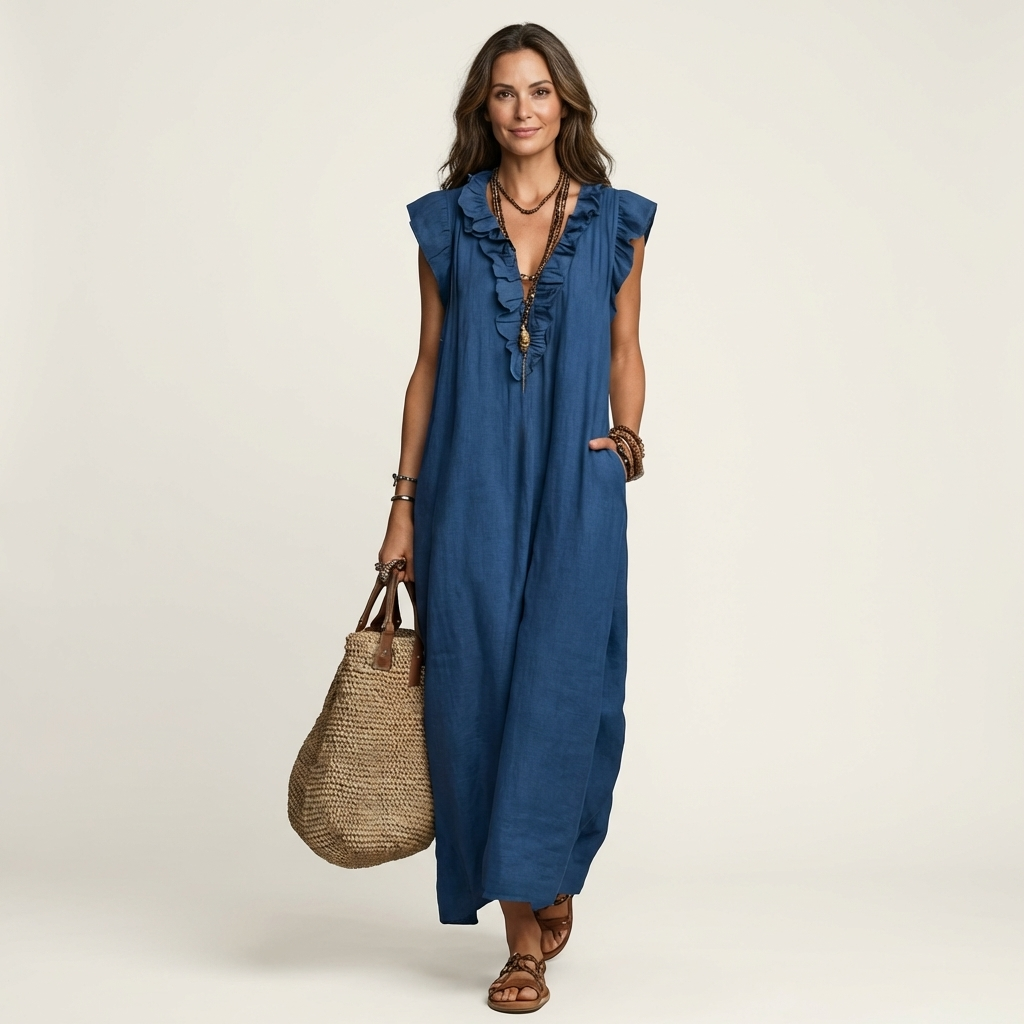 Josette | Vestido largo con cuello en V