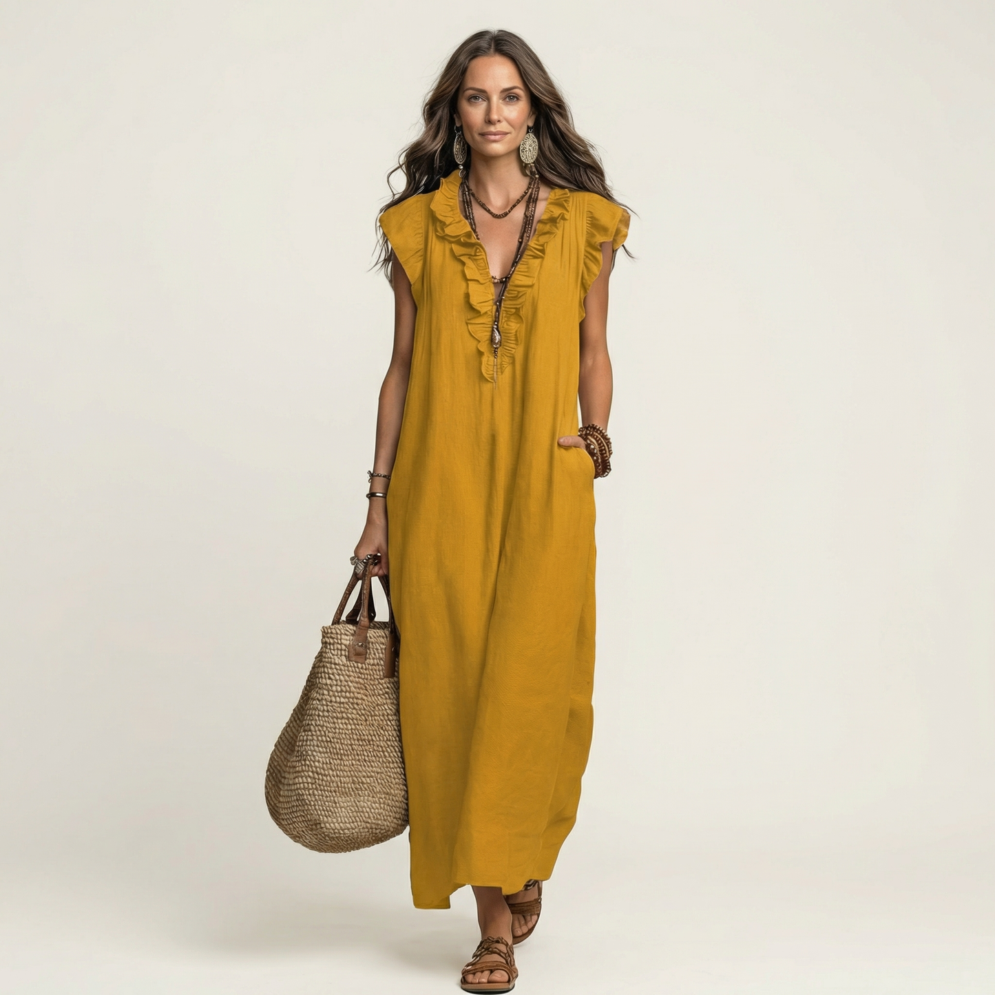 Josette | Vestido largo con cuello en V