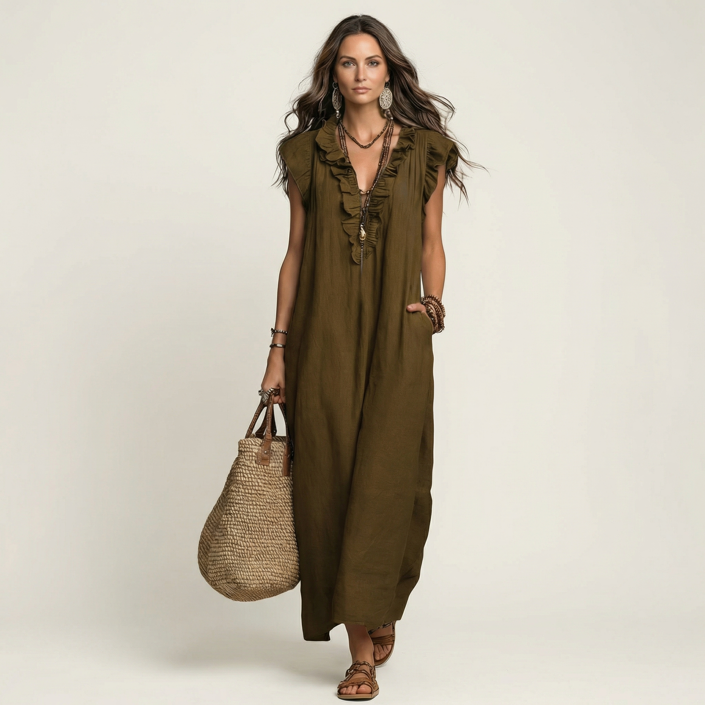 Josette | Vestido largo con cuello en V