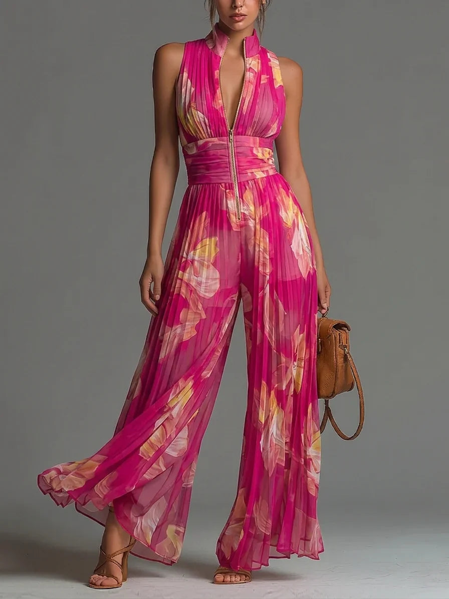Zakira | Mono elegante plisado con cuello halter